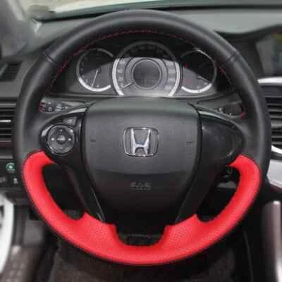 Cubierta de volante de cuero cosida a mano para Honda Accord IX Crosstour Odyssey Foto 1 de 4