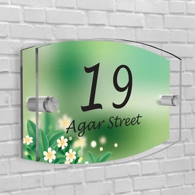 Personalized House Number Plaque - Glass Effect Acrylic Door Sign - Image 1 of 4