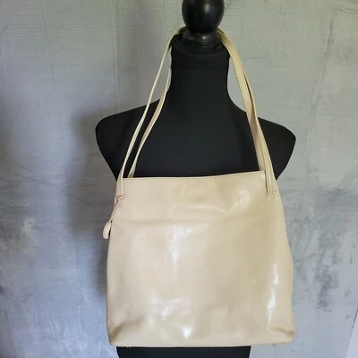 Monsac Cream Beige Leather Handbag Double Shoulder Straps - Magnetic Closure EVC - Image 1 of 4