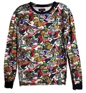 Polo Ralph Lauren Men's All Over College Mascot Waffle Knit Thermal LS Top Sz S - Picture 1 of 15