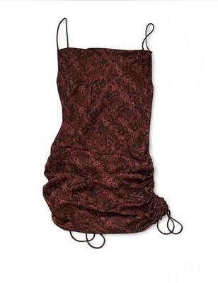 Free People Ciruela Borgoña Negro Día a Noche Estampado Serpiente Vestido Sin Mangas Pequeño Foto 1 de 4