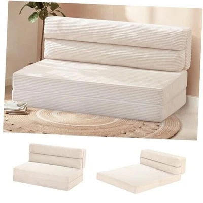 Colchón Plegable Convertible Sofá Cama Tamaño Futón Colchón para Suelo Completo Beige Foto 1 de 4