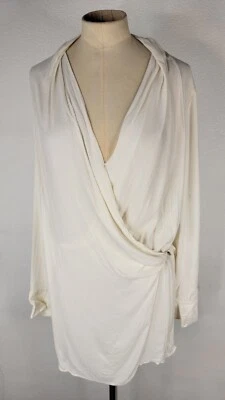 Blusa con cortina plegable Helmut Lang M imitación envoltura abertura lateral marfil palangre E07HW504 Foto 1 de 4