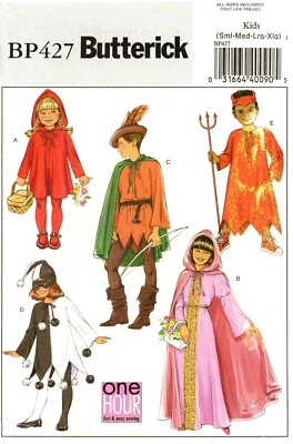 Butterick BP427 Princess, Robinhood, Devil, Red Riding Hood Kids Sz 4-14 B4319 - Image 1 of 4