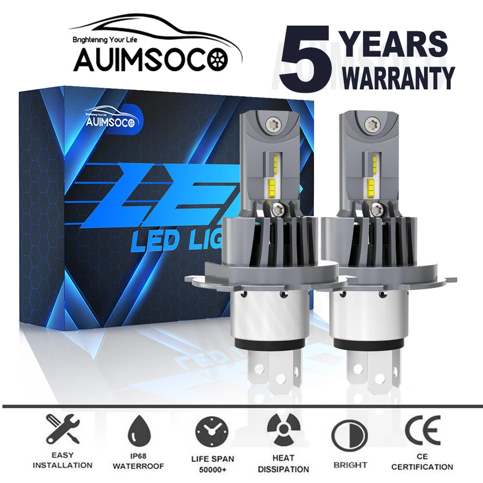 H4 9003 LED Headlight Hi/Low Bulbs For Seat Ibiza Cordoba Sedan 4-Door 2004-2008 - Image 1 of 4