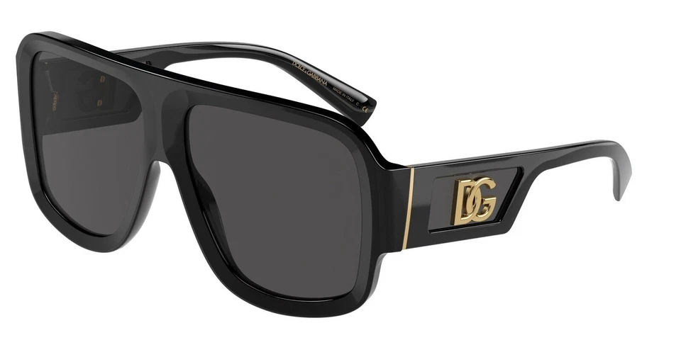 Dolce&Gabbana DG4401 58-14mm Black Square Sunglasses with Dark Gray Lenses