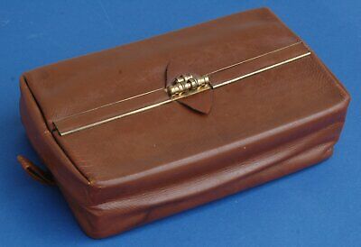 Antikes Ledertäschchen Swank USA - Toller Messingverschluss - Leder Tasche • 35€