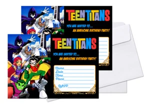 12 tarjetas de invitación de cumpleaños Teen Titans (12 sobres blancos incluidos) #1 - Imagen 1 de 1