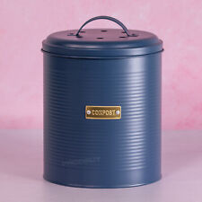 Navy Blue 2.5 Litre Metal Kitchen Worktop Compost Caddy Food Waste Bin Container