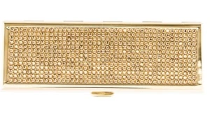 Judith LEIBER Specchio Slim Tasca Tono Oro Champagne Cristallo Scatola NUOVO - Foto 1 di 12