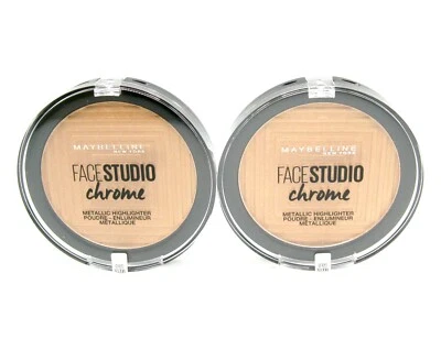 2 x MAYBELLINE FACE STUDIO chrome - METALLIC HIGHLIGHTER - 100 MOLTEN GOLD - Bild 1 von 2