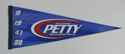 Richard Petty Motorsports Nascar Pennant Autograph Signed #43 Blue 2010 Cover