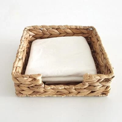 Woven Basket Storage Bowl Square Napkin Holder for Bread Fruit Vegetables - Image 1 of 4