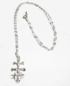 COLLAR COLGANTE CRUZ de CARAVACA GRANDE 35 mm PLATA de ley 925 y CADENA 60 cm - Imagen 1 de 4