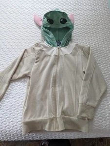 Star Wars Baby Yoda Grogu Hoodie Zip Up Sweatshirt w/ Ears on Hood Youth Size Sm - Picture 1 of 3