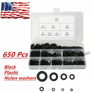 650Pcs Nylon Flat Washer Assortment Set Sealing Spacer Gasket Ring Metric Washer - Picture 1 of 12