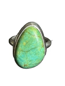 Vintage Turquoise Sterling Silver Ring Size 7.5 Turquoise Jewelry - Picture 1 of 13