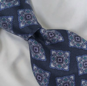 GEOFFREY BEENE Men's Tie, 100% ITALIAN Silk, Geometric Pattern Blue, MADE in USA - Picture 1 of 10