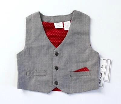 Koala Kids Baby Gray Red Button Down Formal Vest Size 18M 18 Months NWT - Image 1 of 3