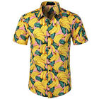 Man Casual Floral Printed Shits Button Down Hawaiian Party Slim Tee-Shirt Tops