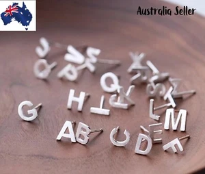Alphabet Initial Letter Stud Earrings - 925 Sterling Silver - AU SELLER - Picture 1 of 38