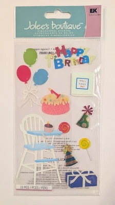 Jolee's Happy 1st Birthday Baby Highchair Cake Balloons Scrapbooking Stickers Foto 1 de 2