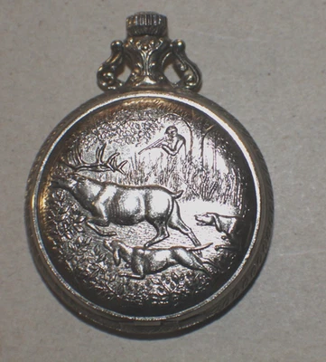 Westclox Pocket Watch 1970’s Elk Hunter Silver Vintage (Works) (Military Time) - Image 1 of 3