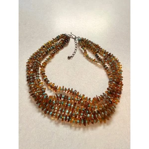 Collar Mine Finds by Jay King 5 hebras ámbar turquesa cuentas plata esterlina - Imagen 1 de 5