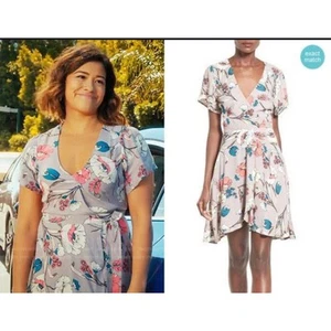 ASTR the Label Floral Gray Mini Wrap Dress Jane the Virgin NEW Size Large  - Picture 1 of 7