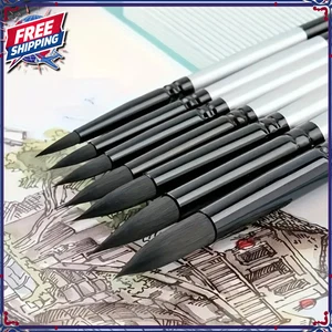 Juego de 7 pinceles de pintura de acuarela para cabello de ardilla herramientas de pintura de arte de estudio - Imagen 1 de 11