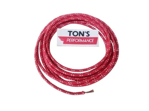 10 feet Vintage Braided Cloth Covered Primary Wire 16 GA gauge Red w/ White - Picture 1 of 5