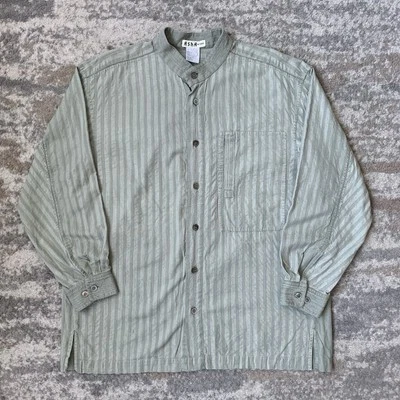 Camisa De Colección Issey Miyake Para Hombres Pequeña De Gran Tamaño Beige Asha MDS Tejida A Rayas Foto 1 de 4