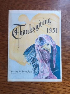 1951 Thanksgiving Keesler Air Force Base 1950s Menu Biloxi Mississippi Turkey - Picture 1 of 3