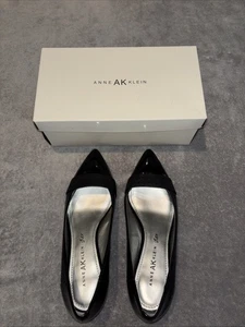 Tacones altos negros Anne Klein talla 8 iflex AK7FINN cuero acolchado tacón de gatito - Imagen 1 de 6