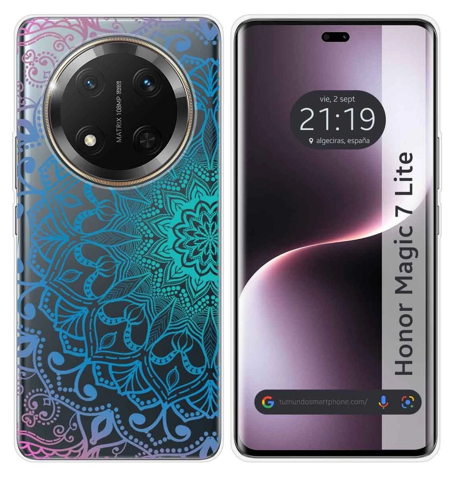 Cover Silicone Trasparente per Huawei Honor Magic 7 Lite 5G Disegno Mandala Dib - Immagine 1 di 1