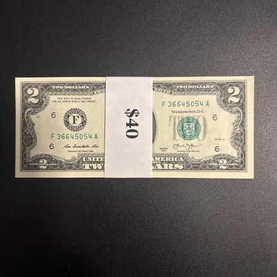 20 ($2) TWO DOLLAR BILLS UNCIRCULATED SEQUENTIAL - 2013 Series - Image 1 of 2