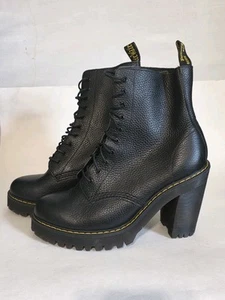 Doc Martens Kendra Black Pebbled Leather Heeled Boots US 9 UK 7 Worn Once LKNW - Picture 1 of 6