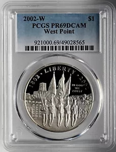 2002-W  $1 WEST POINT SILVER DOLLAR (BICENTENNIAL) PCGS PR69 DCAM #49028565 - Picture 1 of 4