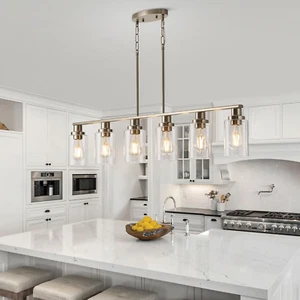 Dining Room Light Fixtures over Table,6-Light Farmhouse Kitchen Island Lighting, - Picture 1 of 12