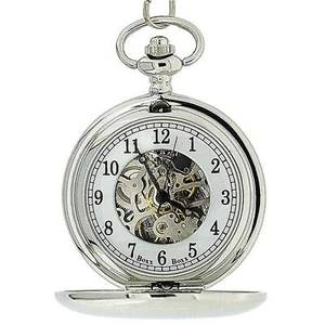 Reloj Bolsillo Mecánico Boxx Para Hombres Tono Plateado Esqueleto 12" Cadena Boxx244 - Imagen 1 de 4
