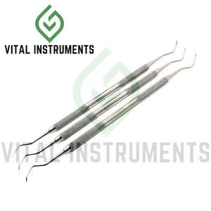 Juego de 3 instrumentos periodontales Goldman Fox #4 curette dental acero inoxidable - Imagen 1 de 1