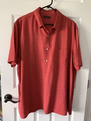 New Men's Tasso Elba Red Silk Blend Short Sleeve Camp Shirt Sz XXL  - Image 1 of 4