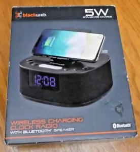 Blackweb Wireless Charging Clock Radio W/ Bluetooth Speaker 5W NEW - Picture 1 of 4