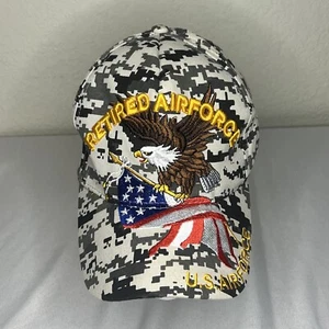 Retired Air Force Mens Baseball Cap Camo U.S. Air Force Adjustable Hook Loop - Picture 1 of 11