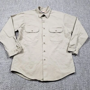 Vintage Big Mac Arbeitshemd Herren Large hellbraun khaki Twill Kragen Knopfleiste hergestellt in den USA - Bild 1 von 8