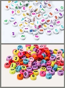 Perle numeriche 0-9 mix perle di plastica rotonde numeri 100 pezzi perla, P-69 - Foto 1 di 3