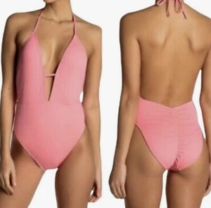 The Bikini Lab Low-Back One-Piece Swimsuit Light Pink Womens S NWT - Picture 1 of 9