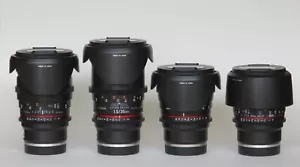 Rokinon Cine Lens E-Mount Kit 24mm+35mm+50mm+85mm T1.5 UMC II Kit w/Shade & Caps - Picture 1 of 21