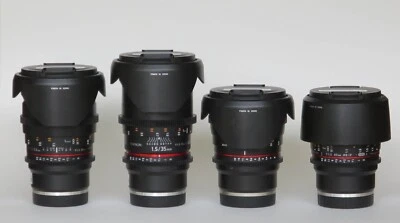 Rokinon Cine Lens E-Mount Kit 24mm+35mm+50mm+85mm T1.5 UMC II Kit w/Shade & Caps - Image 1 of 4