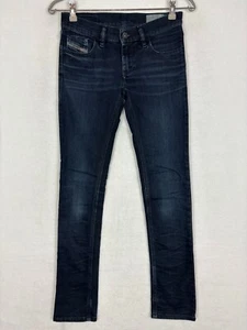 Diesel Livy Womens Jeans Size 27 Whiskered Low Rise Stretch Zip Fly Denim Italy - Picture 1 of 15